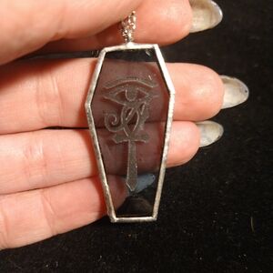 Stained glass ankh coffin pendant